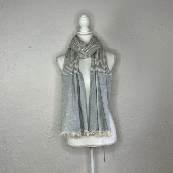 Be Kind by Ellen x Tribe Alive Upcycled Denim Cotton Blue White Scarf NWT - Picture 1 of 6